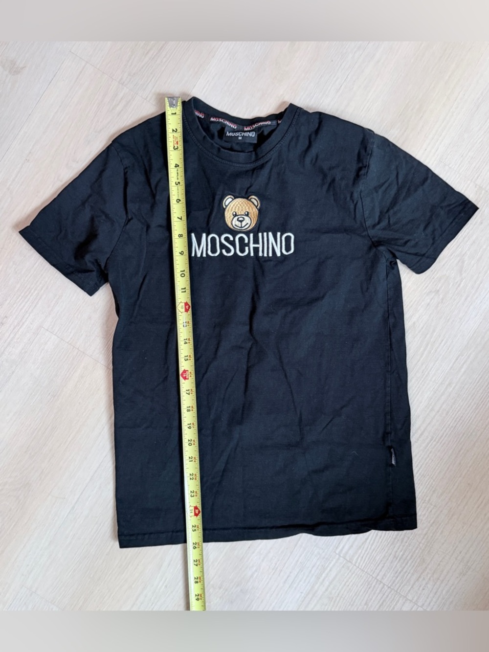 Moschino Black Tee with Brown Teddy and White Logo